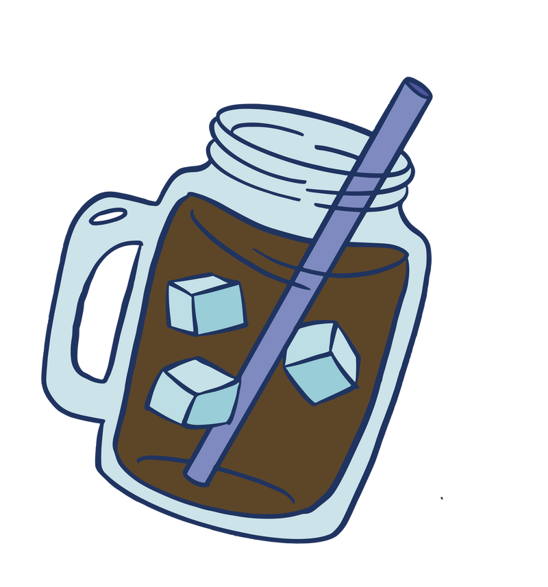 Graphic showing cold brewed Sip Herbals in glass mug with straw