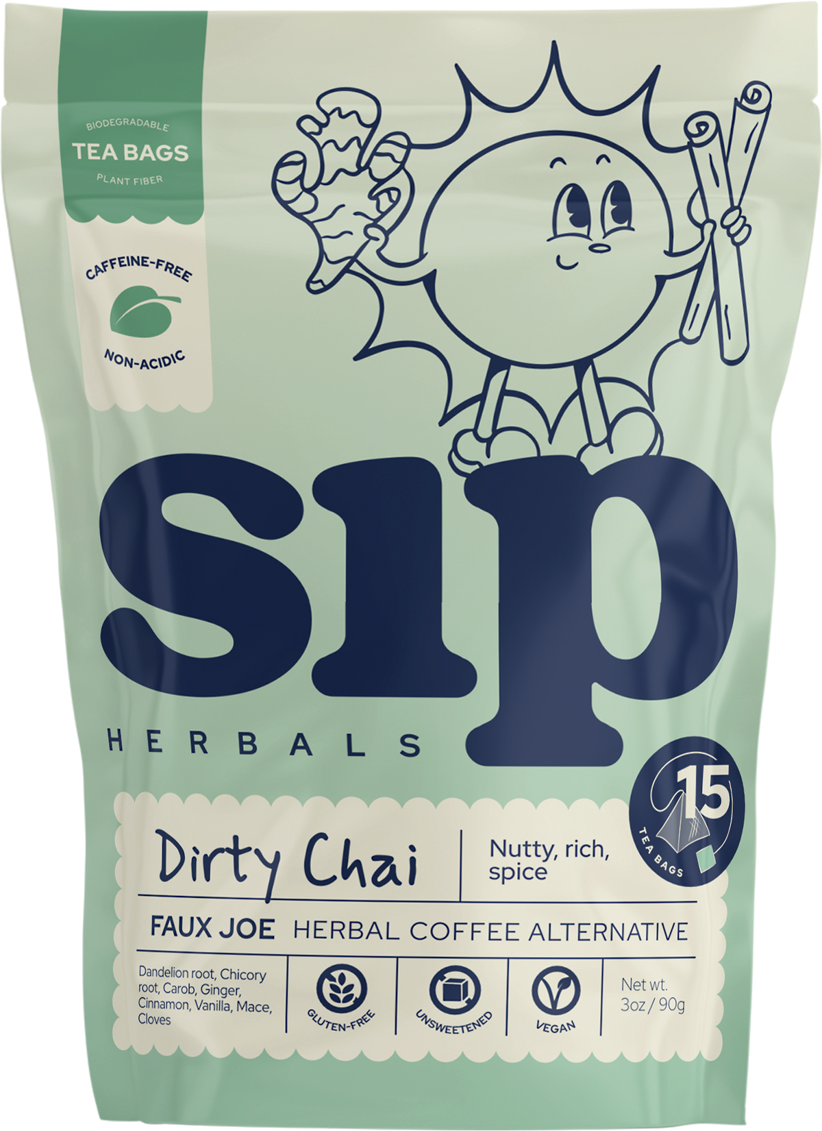 Dirty Chai Superfood Coffee Alternative Plastic-Free Tea Bags (15