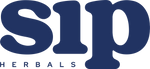 Blue 'Sip Herbals' logo on a white background